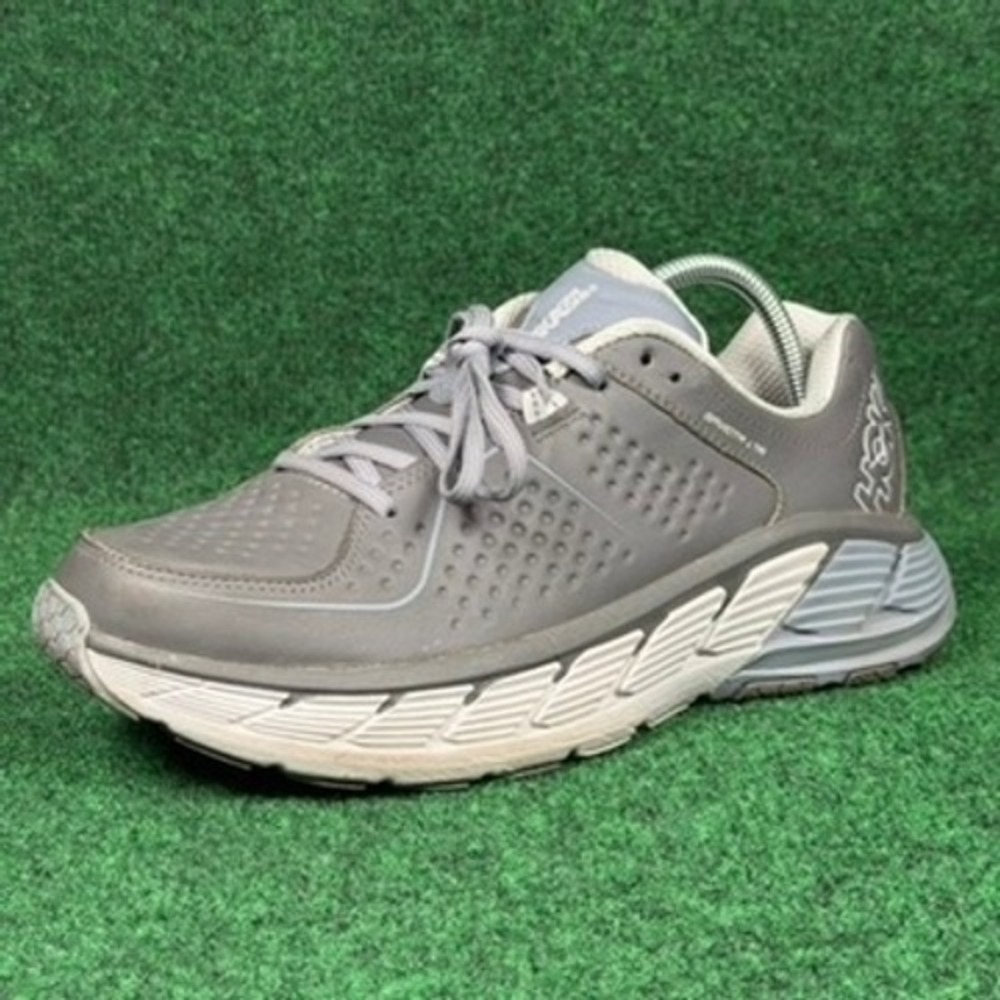 Hoka One One Gaviota LTR Wide Grey Leather Walking Shoe Womens 10 D 1093650 CTDW